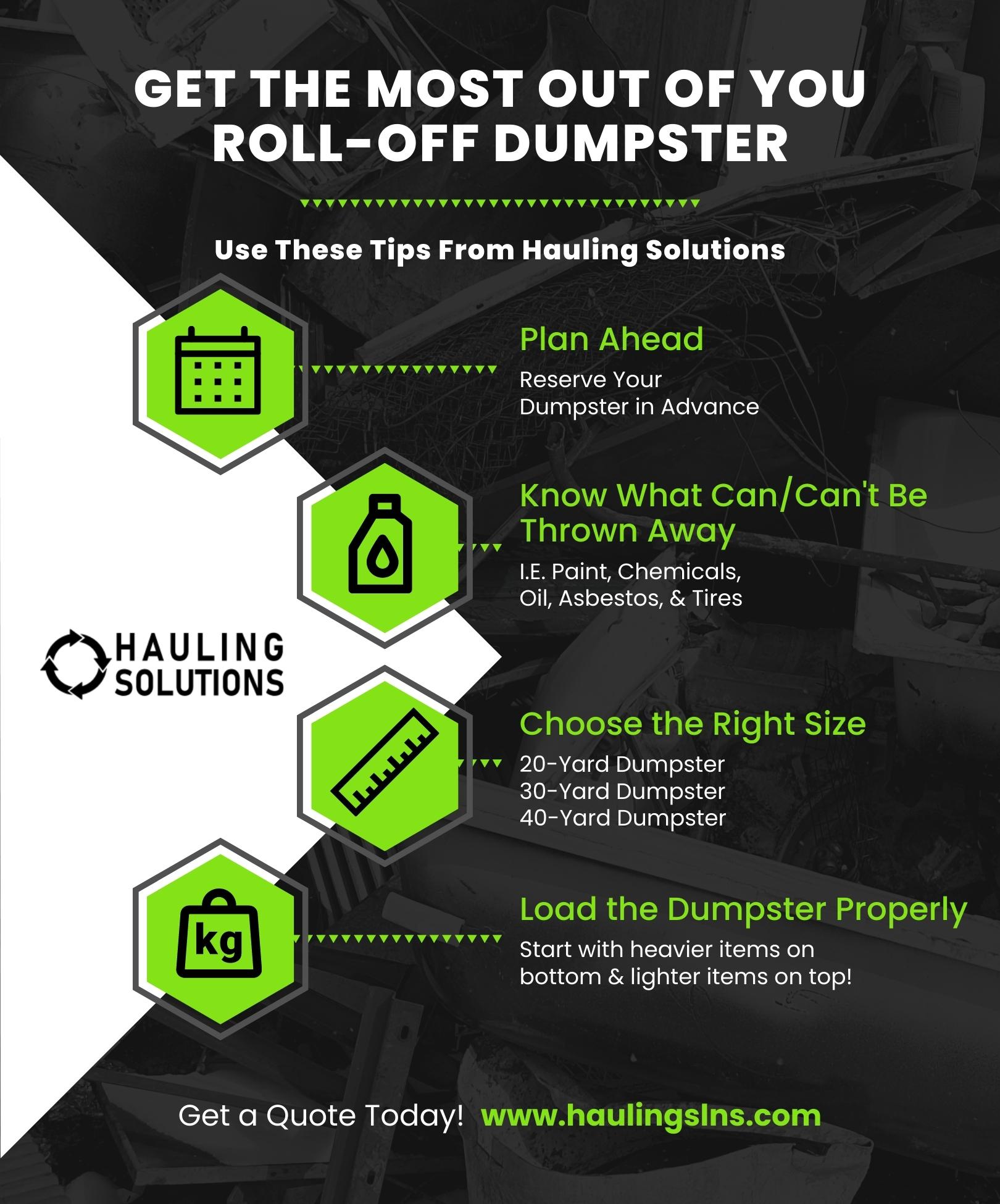 Tips for Getting the Most Out of Your Roll-Off Dumpster Infographic